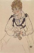 Egon Schiele The Artist' Wife,seated (mk12) oil on canvas